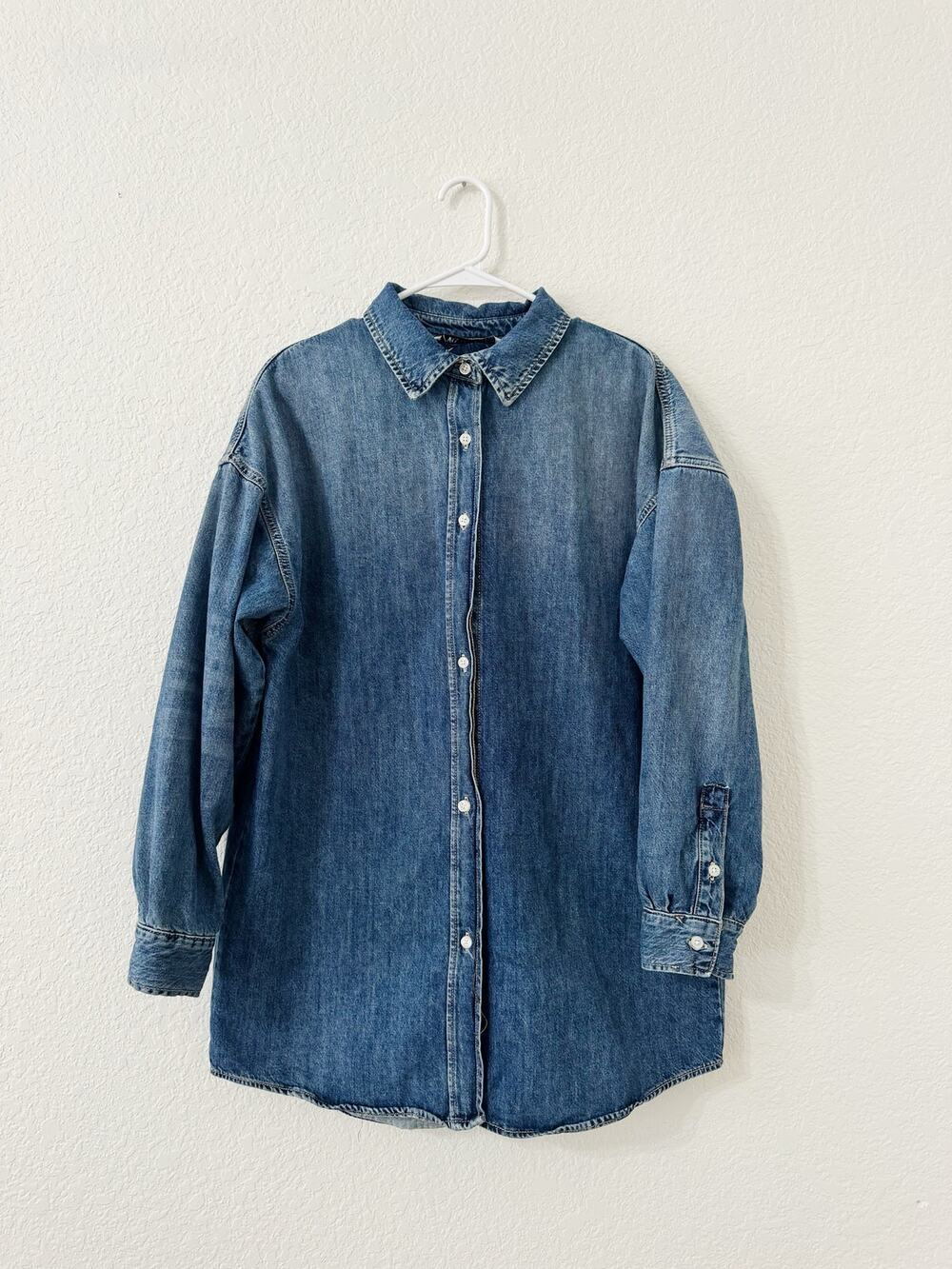 Zara Oversized Denim Button Down Shirt Jacket Blue XS-S